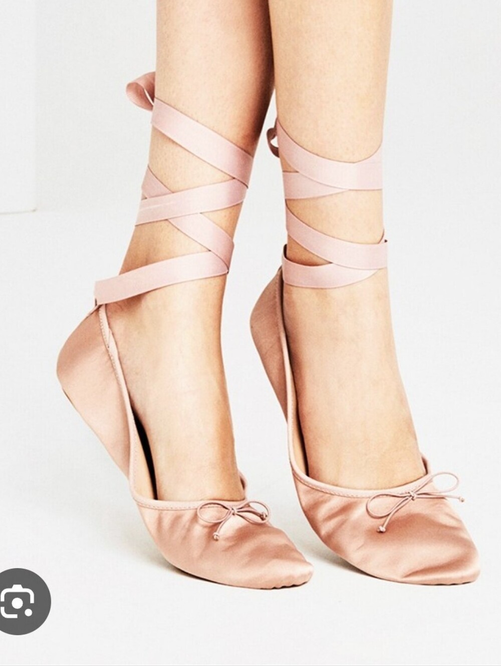 Zara Girls Shimmery Rose Gold Ballet Flats with Bow & Removable Ankle Ribbons - Picture 12 of 12